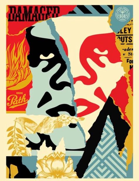 Shepard Fairey (OBEY) - Damaged - Catawiki Shepard Fairey Art, Obey Giant, Shepard Fairey Obey, Giant Poster, Shepard Fairey, Virtual Art, Contemporary Modern Art, Contemporary Artwork, Barack Obama