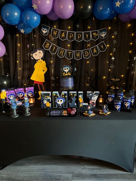 Coraline Banner, Coraline Birthday Party, Coraline 3d, Coraline Cake, Coraline Party, Coraline Birthday, Coraline Button, Coraline Aesthetic, Coraline Doll