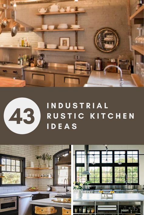 Today, we are looking at 43 industrial rustic kitchen ideas and how it can transform a dull looking kitchen into a stylish and elegant one. Kitchen Cabinet Industrial Design, Industrial Look Kitchen Inspiration, Rustic Industrial Kitchen Design Vintage, Vintage Industrial Kitchen Ideas, Open Kitchen Industrial Style, Vintage Kitchen Island Farmhouse, Industrial Kitchen Cabinets Ideas, Industrial Kitchen Ideas Rustic, Industrial Home Kitchen Ideas