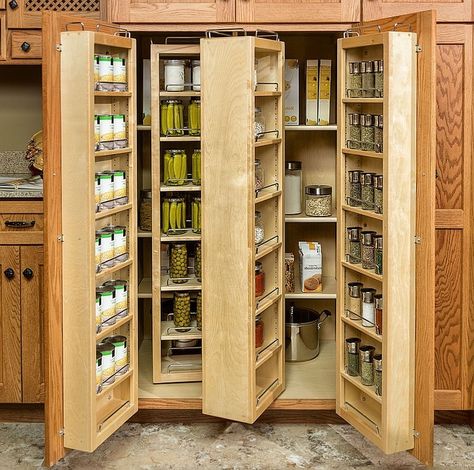 Wood storage cabinets with doors and shelves Desain Pantry Dapur, Cheap Backsplash, Corner Kitchen Pantry, Food Storage Cabinet, Outdoor Kitchen Cabinets, Desain Pantry, Corner Pantry, Pantry Storage Cabinet, Pantry Cupboard