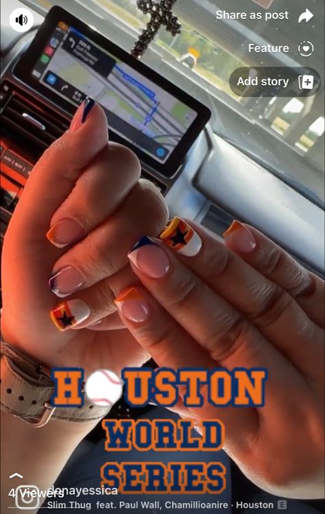 Houston, Texas uñas 💅! Houston, Philly has a problem! 🚀 #nails #houston #worldseries2022 #worldseries #worldserieschamps Houston Astros Nails, Astros Nails, Astros Tumbler, Paul Wall, Astros World Series, Painting Nails, Painted Nails, Nail Paint, Houston Astros