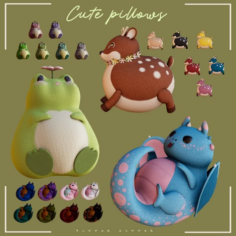 The Sims 4 CC pack - Cute pillows (early access) | PufferSuffer on Patreon Sims 4 Custom Content Pets, Sims 4 Squishmallow Cc, Sims 4 Stuffed Animals Cc, The Sims 4 Cc Pack, The Sims 4 Pack, Cc Furniture, Sims 4 Challenges, Sims 4 Traits, Sims Packs