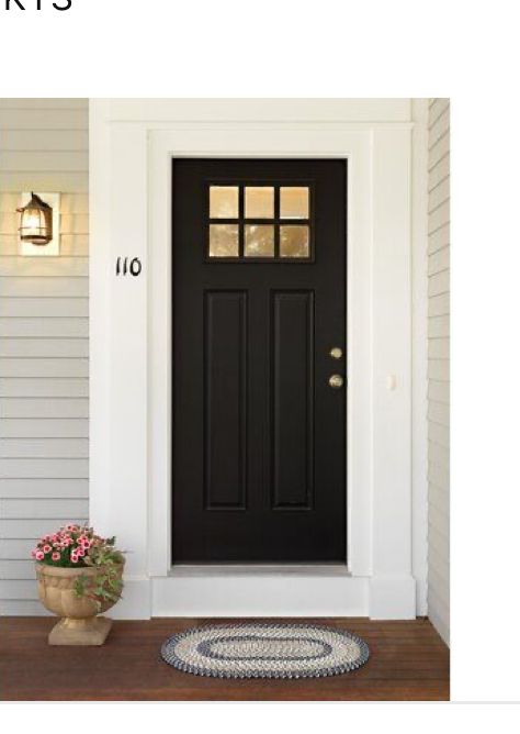 Side Entry Door Exterior, Tan House Black Door, Black Front Door With Gold Hardware, Black Craftsman Front Door, Exterior Door Colors With Tan Siding, Exterior Door Black, Tan Siding, Craftsman Front Door, Best Front Door Colors