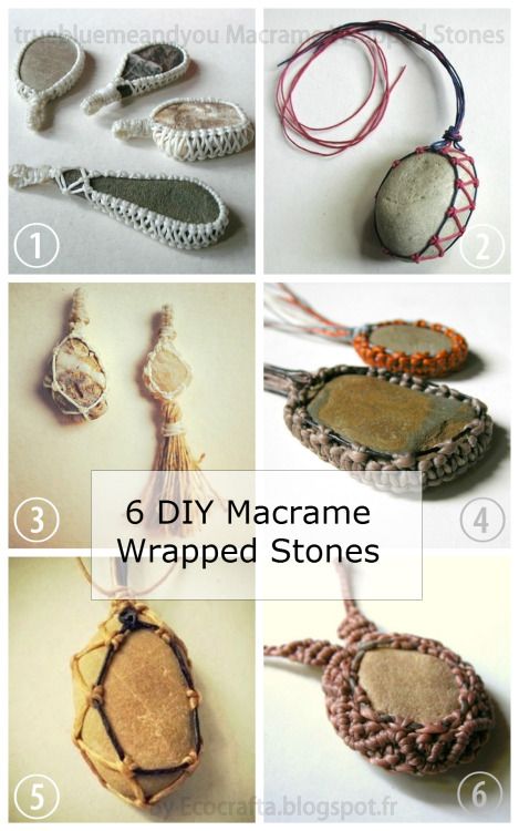 DIY 6 Macrame Wrapped Stone Tutorials from Ecocrafta.I’ve posted..., a diy craft post from the blog True Blue Me and You: DIYs for Creatives, written by truebluemeandyou on Bloglovin’ Macrame Wrapped Stones, Dreamcatcher Diy, Crochet Stone, Wrapped Stones, Hantverk Diy, Macrame Colar, Ikea Bedroom, Hemp Jewelry, Diy Macrame