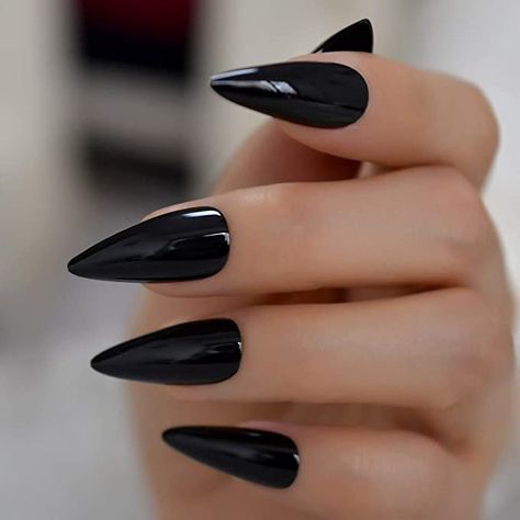 AmazonSmile: Sharp Pointed Fake Nails Black Gelnails Medium-Long Size Real Stiletto Point Acrylic Nail Tips 24: Beauty Fake Nails Black, Nye Nails, Black Stiletto Nails, Nail Kits, Nails Kit, Sharp Nails, Gel Nail Tips, Nails Black, Black Stilettos