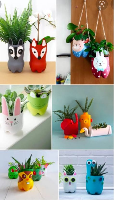 Pot Making Ideas, Christmas Bottle Art, Diy Vertical Garden, Diy Flower Pot, Plastic Bottle Planter, Pot Making, Patio Gardens, Design Garden Ideas, Plants In Bottles