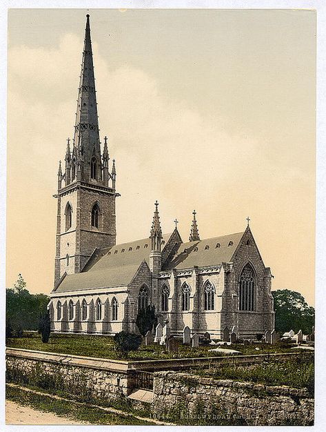 40 Color Photos Of Wales In The Victorian Era Church Exterior, Church Aesthetic, Landscape Photography Tips, Old Churches, Cathedral Church, Church Architecture, Postcard Collection, Buy Wall Art, Old Church