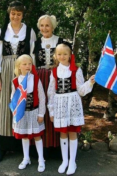 Image result for iceland traditional clothing Iceland Clothes, Coronation Ideas, Traditional Clothing Around The World, Bridging Ceremony, Lace Apron, World Thinking Day, Traditional Attires, Dance Group, Folk Design