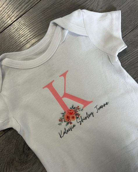 Cute onesie I did with babies name!😍💖 #customshirtsandmore #custombabygifts #custombabyonesie #niagarasmallbusiness #niagaralocal Cute Onesie, Custom Baby Onesies, Custom Baby Gifts, Baby Clothing, Baby Names, Onesies, Baby Clothes, Clothes