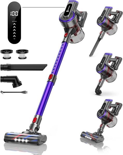 Amazon.com - BuTure Cordless Vacuum Cleaner, 450W 38Kpa Powerful Stick Vacuum with 55min Runtime Detachable Battery, Touch Display and 1.5L Large Dust Cup, Vacuum Cleaners for Hardwood Floor Carpet Car Pet Floor Carpet, Vacuum Cleaners, Cordless Vacuum Cleaner, Stick Vacuum, Cordless Vacuum, Vacuums, Pet Hair, Vacuum Cleaner, Carpet