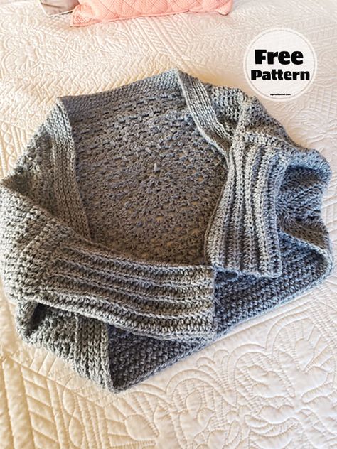 Granny Square Crochet Shrug Sleeves Pattern Free Crochet Shrug Sleeves, Easy Crochet Shrug Pattern, Shrug Sleeves, Easy Crochet Shrug, Crochet Shrug Pattern Free, Crochet Shrug Bolero, Shrug Knitting Pattern, Crochet Bolero Pattern, Crochet Cocoon