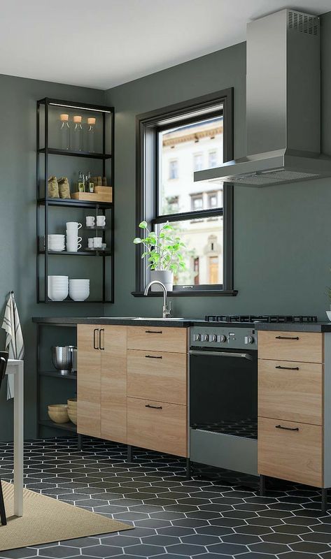 Pot Design Ideas, Ikea Small Kitchen, Small Kitchen Inspiration, Tiny Kitchen Design, Plant Pot Design, 2 Storey House Design, Industrial Kitchen Design, Pot Design, Tiny Studio