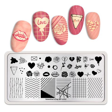 Valentine-L002 Triangle Nail Art, Nail Template, Nail Art Templates, Nagel Stamping, Geometric Tiger, Cheap Nail Art, Image Nails, Nail Stamping Plate, Nail Art Images