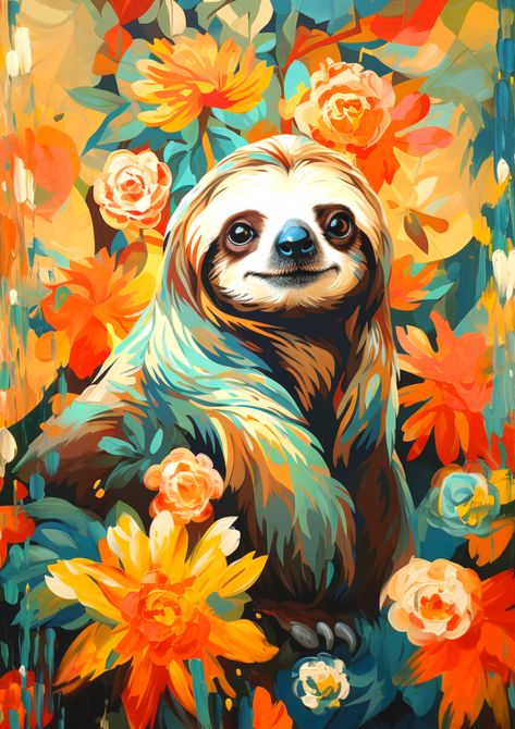 We've curated a whimsical world of sloth-inspired products that celebrate the adorable and leisurely lifestyle of these unique animals. #sloth #sloths #animals #cute #paint #midjourney Cute Digital Art, Sloth Drawing, Sloth Art, Animals Cute, Cute Sloth, Unique Animals, Gouache Painting, Art Paint, Animal Paintings