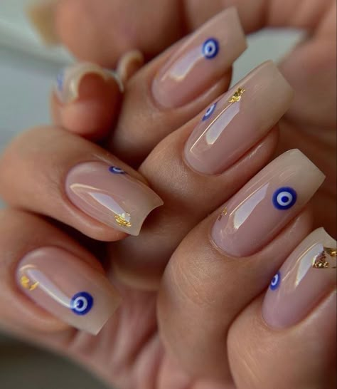 Evil Eye Nails, ليلو وستيتش, Eye Nail Art, Wow Nails, Hello Nails, Fancy Nails Designs, Simple Gel Nails, Nail Art Designs Diy, Pretty Nail Art Designs