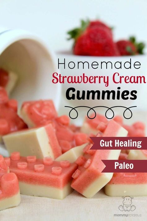 Healthy Gummies, Gummy Snacks, Homemade Gummies, Gummies Recipe, Gelatin Recipes, Resep Salad, Woke Up This Morning, Pinch Me, Strawberry Cream