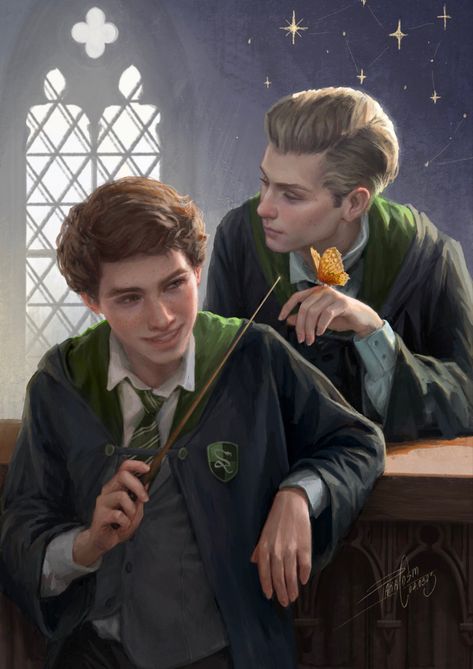 Ominis Gaunt And Sebastian Sallow, Sebastian Sallow Aesthetic, Sebastian Sallow Fanart, Ominis Gaunt, Sebastian Sallow, Slytherin Pride, Hogwarts Legacy, Hogwarts Aesthetic, Slytherin Aesthetic