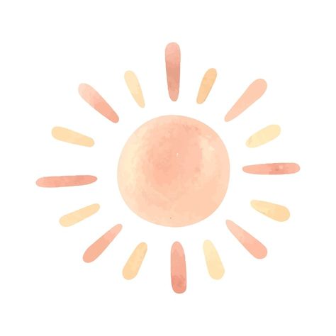 Boho Graphics, Sun Watercolor, Sunshine Birthday, Retro Sun, Contemporary Vintage, Boho Sun, Cute Sun, Vintage Sunset, Baby Stickers