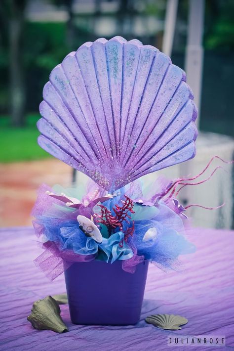 Glamorous Mermaid themed birthday party via Kara's Party Ideas | KarasPartyIdeas.com (39) Mermaid Theme Centerpieces, Mermaid Centerpiece Ideas, Baby Shower Girl Theme, Ariel Birthday Party, Mermaid Birthday Party Decorations, Ariel Birthday, Mermaid Baby, Mermaid Party Decorations, Baby Shower Girl