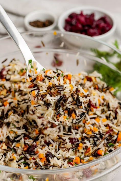 Wild Rice Pilaf Recipe Easy, Wild Rice Pilaf With Cranberries, Wild Rice Blend Recipes, Medetarian Dishes, Wildrice Sidedish, Mediterranean Rice Pilaf Recipe, Seasoned Wild Rice, Wild Rice Side Dish, Wild Rice Pilaf Recipe