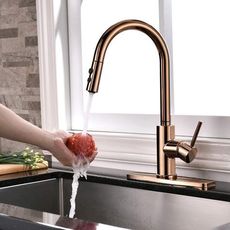 Kitchen Sink Faucets Farmhouse, Kitchen Faucet Ideas, Kitchen Sink And Faucet, Window Farmhouse, Copper Kitchen Faucets, Bronze Kitchen Faucet, Gold Kitchen Faucet, Layout Kitchen, Faucets Kitchen