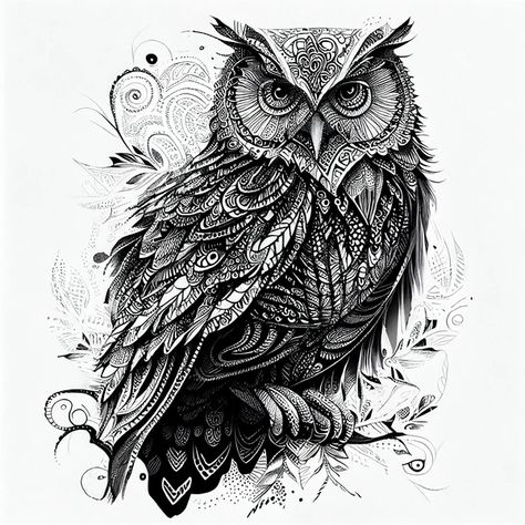 Owl Zentangle Art, Owl Mandala Art, Neographic Art, Owl Drawing Art, Gaming Room Wall Decor, Owl Zentangle, Zentangle Animals Art, Zentangle Animals, Architecture Drawing Sketchbooks