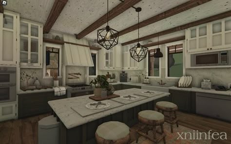 𐐪 𝕟𝕚𝕚𝕟 𐑂 (@xniinfea) • Instagram photos and videos Big Kitchen Ideas, Build Bloxburg, Bloxburg Designs, Farmhouse Layout, Ideas For Bloxburg, Bloxburg Interior, Building Hacks, Bloxburg Build Ideas, Bloxburg Kitchen