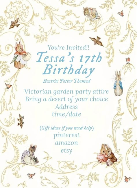 Sweet 17 Invitation Card, Undangan Sweet 17, Pretty Birthday Invitations, Fancy Birthday Invitations, Cute Invitation Ideas Birthday, Tea Party Birthday Invitations, 17th Birthday Invitations, Cute Birthday Invitations, Aesthetic Birthday Invitations