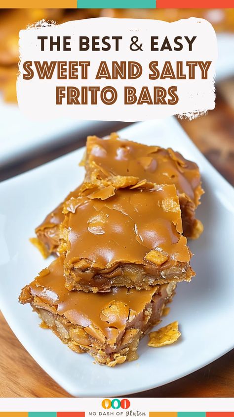 These Sweet and Salty Frito Bars are the perfect balance of crunchy, sweet, and salty! With just a few simple ingredients—Fritos, chocolate chips, peanut butter, and a quick sugar syrup—this no-bake recipe comes together in just 15 minutes. Whether you're making them for a party or a quick treat at home, they’re sure to be a hit. Try them today and see how fast they disappear! Fritos And Peanut Butter Recipe, Sweet And Salty Bars, Peanut Butter Fritos Recipe, Recipes With Fritos Chips, Frito Dessert, Frito Bars Recipe, Frito Bars, Frito Recipe, Salty Desserts