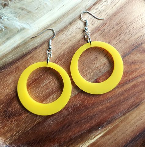 Classic Rockabilly Hoop Earrings, 50s 60s Yellow Drop Hoops, Handcrafted Statement Jewellery, Unique Gift For Her by RosieMays on Etsy Vintage Attire, Yellow Resin, Jewellery Unique, Statement Jewellery, Unique Gifts For Her, Unique Christmas Gifts, Pretty Earrings, Unique Christmas, Resin Jewelry