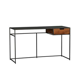 Could hack Ikea Vittsjo desk for this? Rebar Furniture, Desk For Girls Room, Meja Industrial, Small Space Furniture, Iron Desk, Industrial Office Design, Tiny Furniture, Wood Drawer, Desk In Living Room