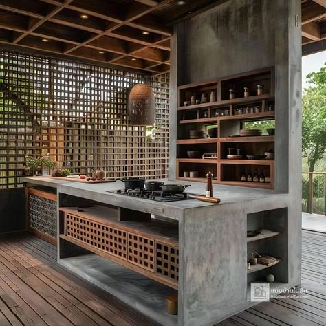 Filipino Contemporary Interior Design, Modern Filipino Interior, Filipino Interior, Filipino Kitchen, Concrete Countertops Outdoor Kitchen, Outdoor Kitchen Design Modern, Tropical Kitchen, Concrete Countertops White, Concrete Countertops Outdoor