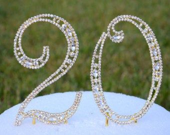 Large 5" crystal rhinestone number twenty cake topper gold | Etsy 20 Cake, Bling Cakes, Rhinestone Cake Topper, Gold Cake Topper, 90's Birthday Party, Gold Number, Gift Cake, 20th Birthday, Birthday Numbers