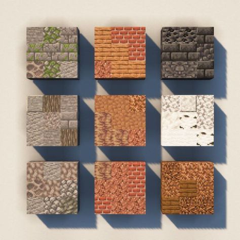 Brick Wall Minecraft, Minecraft Wood Texture, Minecraft Loom Patterns, Mud Path Minecraft, Minecraft City Wall Designs, Minecraft House Walls, Minecraft Village Path Ideas, Minecraft Build Pallets, Minecraft Glazed Terracotta Pattern