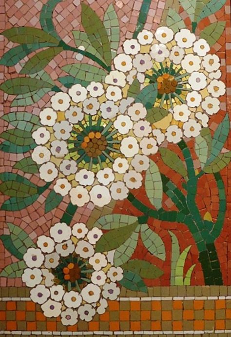 Art Nouveau Mosaic, Mosiac Tile Pattern, Spanish Mosaic, Mosaic Leaves, Art Deco Mosaic, Floral Mosaic Tile, Casa Mila, Mosaic Mural, Pretty Tiles