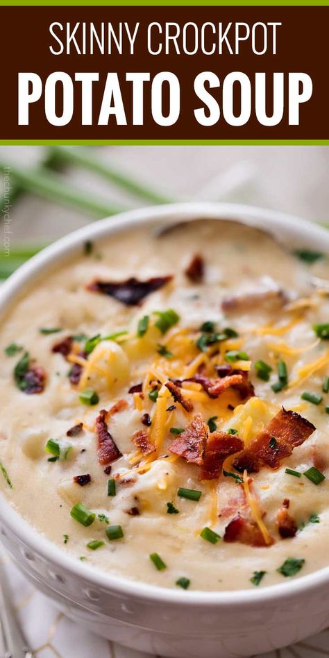 Crockpot Loaded Potato Soup, Slow Cooker Potato Soup, Chunky Chef, Slow Cooker Potatoes, Soup Vegetable, Potato Soup Crock Pot, Loaded Potato Soup, Weight Watchers Soup, Loaded Baked Potato Soup