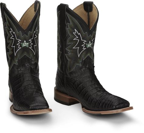 Black Caiman, Caiman Boots, Western Boots For Men, Western Style Boots, Double Stitch, George Strait, Work Boots Men, Justin Boots, Western Boot