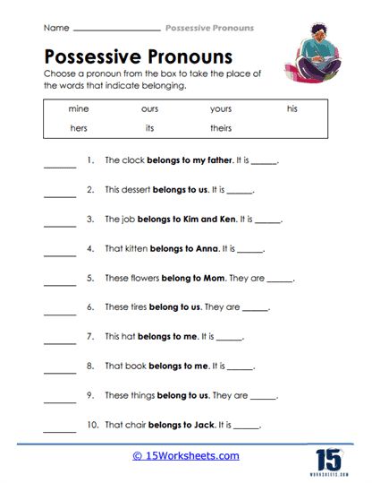 Possessive Pronouns Worksheet, Personal Pronouns Worksheets, Pronouns Worksheet, Plural Nouns Worksheet, Plurals Worksheets, Conjunctions Worksheet, Demonstrative Pronouns, Main Verbs, Possessive Nouns