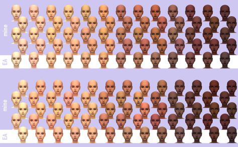 104 new skin tones for your sims!!! wide range, various undertones and NO DUSTY GREY DARK SKIN TONES!  I wanted to expand EA’s range of skin tones and make the darker tones more realistic and my first attempt (cloud skin tones) had a few issues so I bring you CUMULUS SKIN TONES!!  bgc female-male, toddler-elder non-default wicked whims compatible More Skin Tones Sims 4, Sims 4 Cc Colorful Skin Tones, Skin Tones Cc Sims 4, Sims4 Cc Skin Tones, Sims 4 Skin Colors Cc, Sims 4 Custom Skin Tones, Sims Skin Tones, Sims 4urban Cc, Skin Tones Sims 4