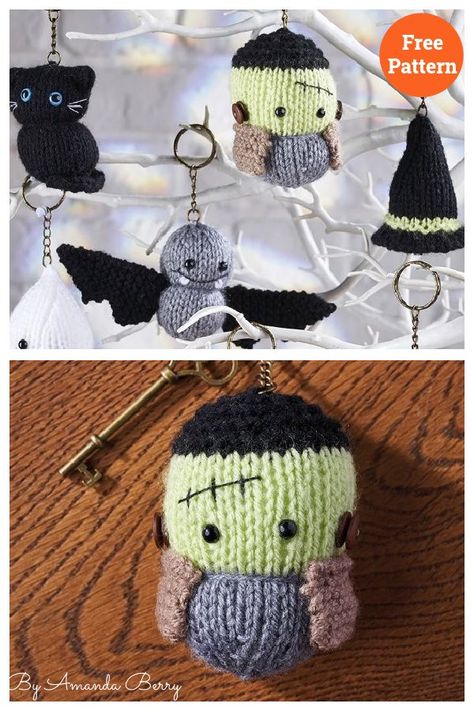 Halloween Decorations Free Knitting Pattern Christmas Decoration Knitting Patterns, Free Quick Knitting Patterns, Loom Knit Halloween, Free Halloween Knitting Patterns, Halloween Knitting Patterns Free, Machine Knitting Patterns, Knitted Halloween, Knitted Crafts, Halloween Knit