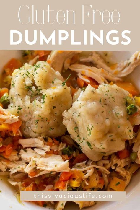 Gf Dumplings Recipe, Easy Gluten Free Dumplings, Gluten Free Dumpling Soup, Gluten Free Dumpling Dough Recipe, Gluten Free Soup Dumplings, Gf Dumplings For Soup, Gluten Free Chicken And Dumplings Crockpot, Gluten Free Dairy Free Dumplings, Gluten Free Potato Dumplings