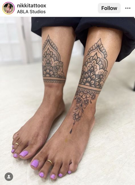 Shin Mandala Tattoo Women, Woman’s Shin Tattoo, Mandela Tattoo Ankle, Women’s Shin Tattoo Ideas, Lower Front Leg Tattoos Women, Womens Shin Tattoo Ideas, Ornamental Shin Tattoos For Women, Ankle Shin Tattoos For Women, Women’s Shin Tattoo