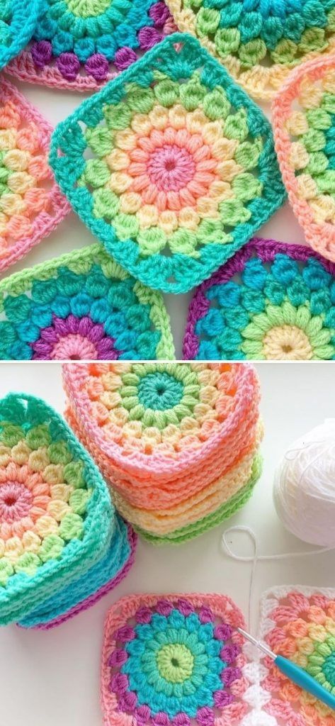 Sunburst Granny Squares Crochet Free Pattern - Pattern Center