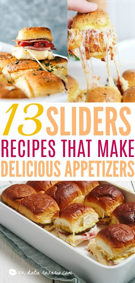 Party Appetizers Sliders, Easy Slider Recipes For A Crowd, Slider Platter Ideas, Hot Sliders Recipes, Bridal Shower Food Sliders, Finger Food For Party Easy, Nye Appetizers Sliders, Superbowl Party Food Ideas Sliders, Crowd Pleasing Party Food