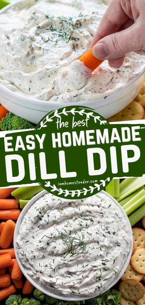 Fresh Dill Dip, Homemade Dill Dip, Dill Dip Recipes, Veggie Dip Recipe, Dill Recipes, Sour Cream Dip, Dill Dip, Homemade Dips, Vegetable Dip