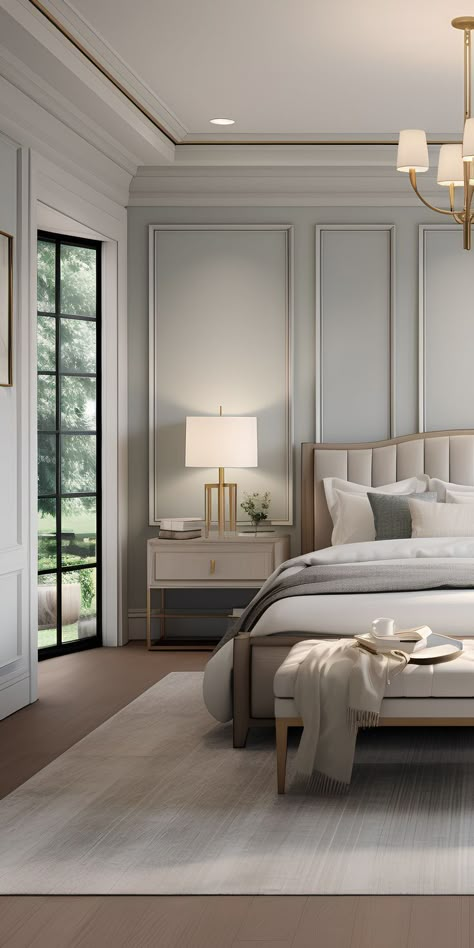 Classic Modern Bedroom Interior Design, Classic Room Bedroom, Master Bedrooms Interiors, Luxe Bedroom Classy, American Classic Bedroom Interior, Transitional Interior Design Bedroom, French Classical Interior Design Bedroom, Classic Bedroom Ideas, American Design Interior