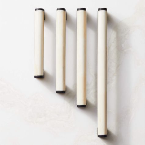 Suri Black and Ivory Bone Handle 4" | CB2 Modern Kitchen Hardware, Natural Wood Dresser, Unlacquered Brass Hardware, Painted Bedroom, Modern Cabinet Hardware, Modern Hardware, Gray Dining Chairs, Contemporary Cabinets, Kitchen Cabinet Hardware