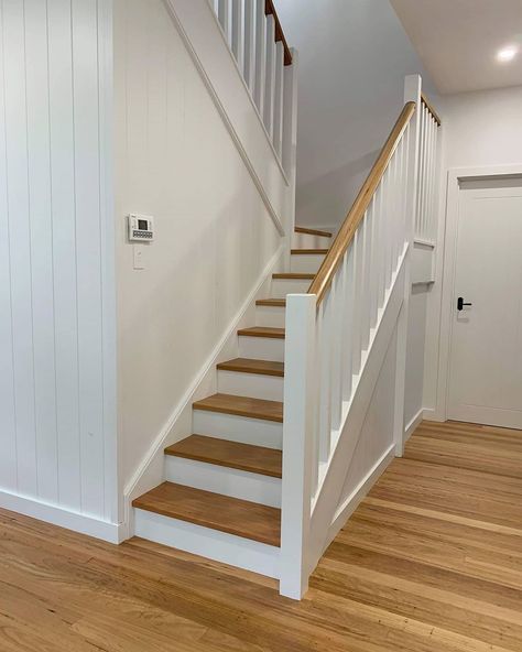 The Stair Factory on Instagram: “A nice beach house vibe on this Staircase. Blackbutt treads and handrail and all the pine painted white. We did this staircase for @evbuild…” Pine Staircase, Stairs Painted, Nice Beach, Stairway Design, Painted Stairs, My New Home, Staircase Design, Future Plans, Beach Fun