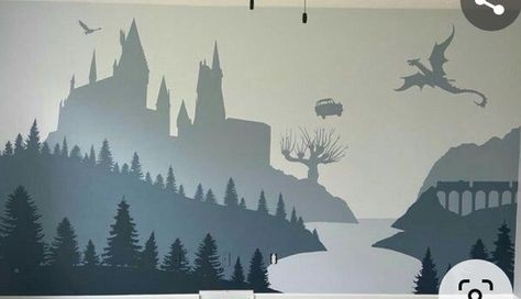 Harry Potter Mural, Harry Potter Universe, Mural Ideas, Harry Potter Gryffindor, Hogwarts Mystery, Themed Nursery, Harry Potter Universal, Ravenclaw, Nursery Themes