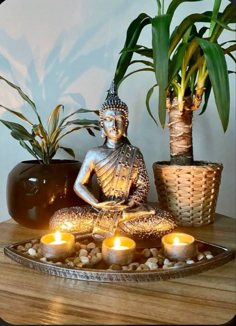 Sala Zen, Large Buddha Statue, Zen Corner, Spiritual Room, Buddha Home Decor, Spiritual Home Decor, Buddha Garden, Meditation Room Decor, Zen Garden Design